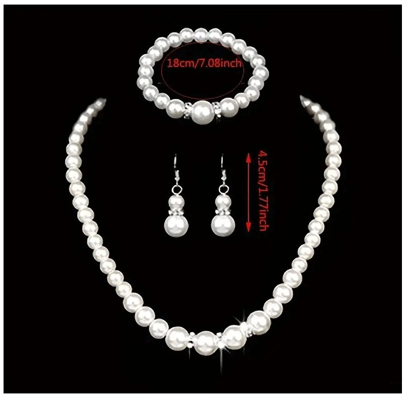 4 Pcs Women's Pearl Jewelry Set Simulated Pearls Fashion Simplicity Girl Versatile Earrings Necklaces Bracelets Jewelry Set