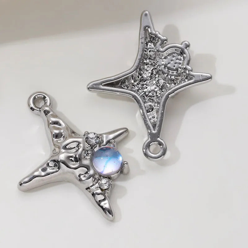 5pcs New Star Moon Enamel Charms Blue Fashion Y2K Style Pendants For Making DIY Handmade Findings Accessories Necklace Jewelry