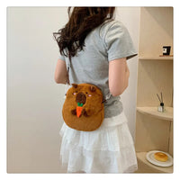 Large Capacity Capybara Plush Shoulder Bag Cartoon Capybara Handbag Unisex Capybara Handbag