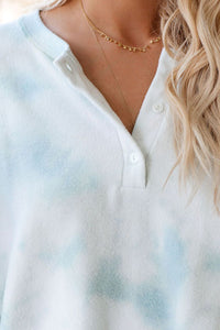 Sky Blue Tie Dye Knit Pajamas Set