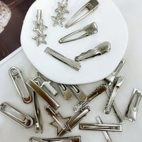 24Pcs/Set Y2K Silver Metal Hairpins for Women Girls Star Hair Clip Multiple Styles Seamless Duckbill Clip Girls Hair Accessoires