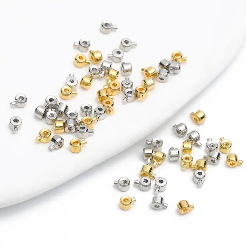 10Pcs Stainless Steel Positioning Stopper Spacers Crimp End Septum Beads for Jewelry Making DIY Necklace Bracelet Connector