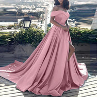 Formal Dress Off Shoulder High Slit Floor Length Prom Long Dress Sexy Split-end Temperament Elegant Party Evening vestidos