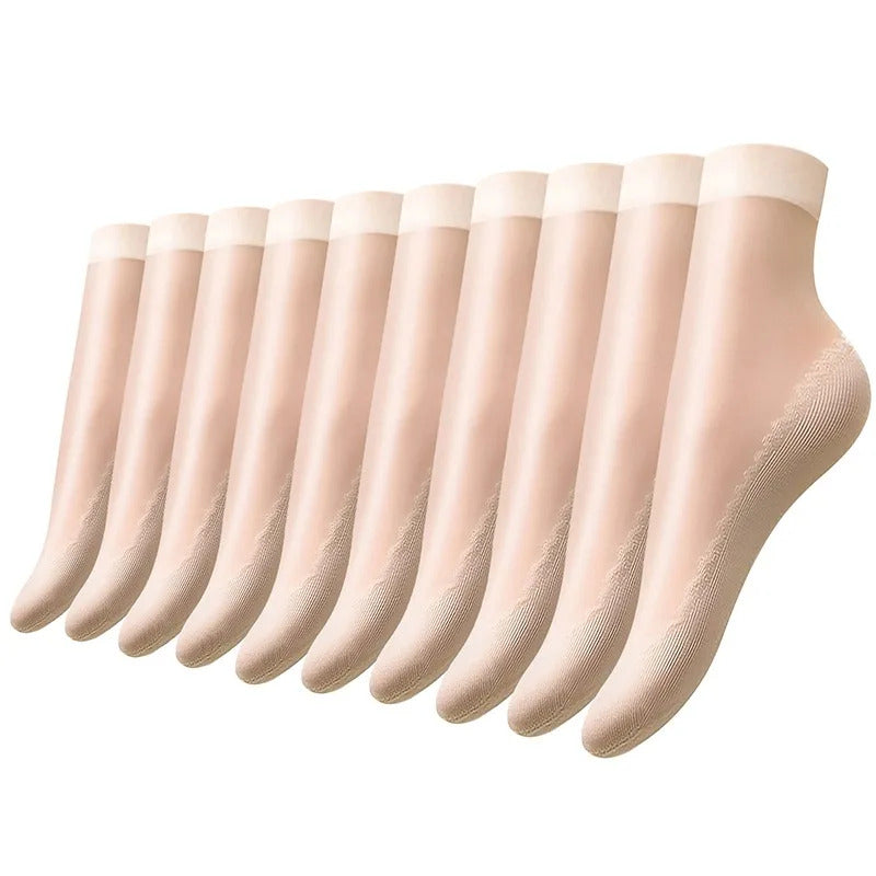 1/5/10pairs Womens Anti-Slip Socks ,Sweat Absorbing Cotton Bottom Velvet Socks, Ultrathin Breathable Summer Autumn Casual Sock