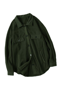 Green Turn Down Collar Buttoned Shirt Jacket