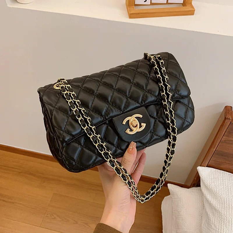 2024 new diagonal chain small square bag, classic texture, simple and fashionable, niche fashion style, luxurious high-end feel