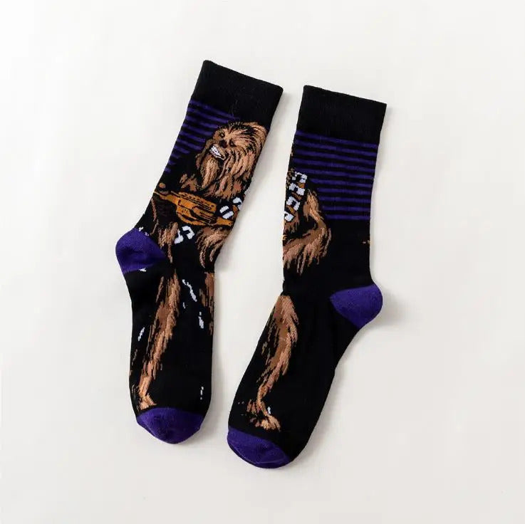 1 Pair Anime Men socks Master Yoda R2-D2 Cosplay Socks Wookiee Jedi Knight Novelty Men's Women's Socks Spring Autumn Winter