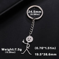 Teamer Funny Middle Finger Stickman Keychain 2024 Cute Trend School Bag Car Key Pendant Couple New Trinket Gift Keyring