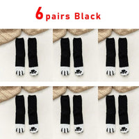 6 pairs Woman socks Set Cartoon Cute 3D Dog Cat Paw Pattern Winter Female Fleece Warm Home Floor Sleeping Thick Socks Wholesale