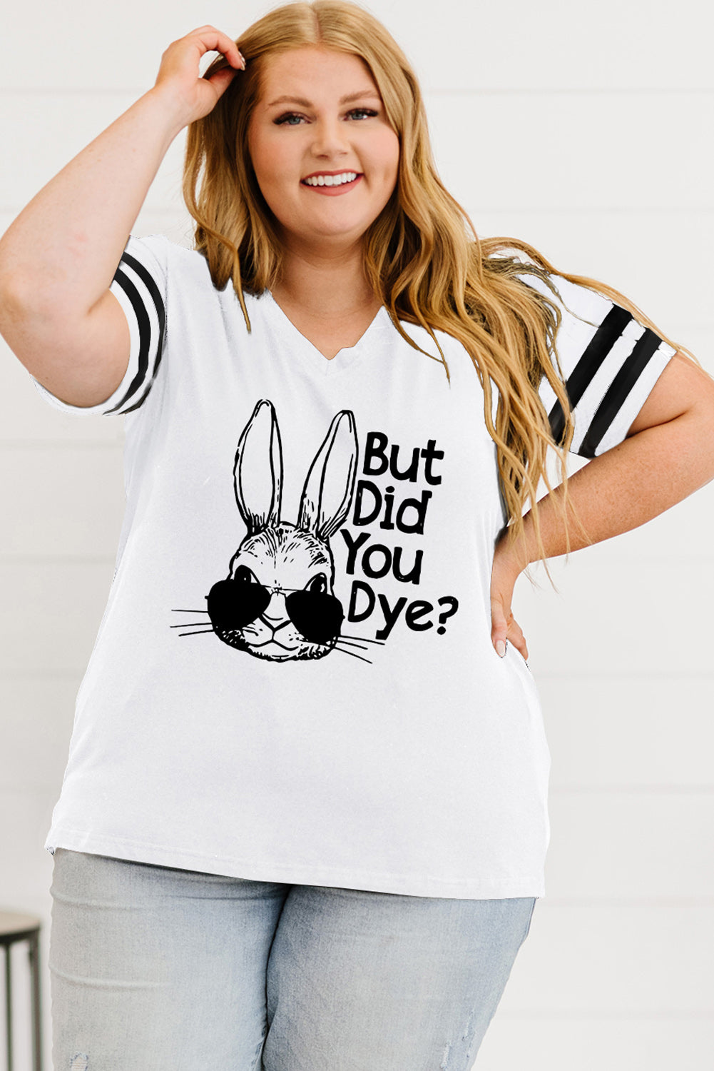 White But Did You Dye Easter Bunny Graphic Plus Size Tee