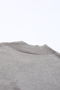 Gray Mock Neck Keyhole Sweater