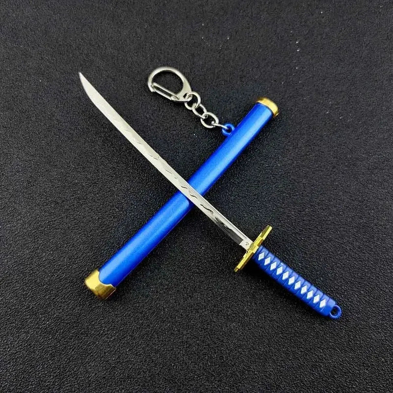 Mini Roronoa Zoro Samurai Sword Keychain Anime Scabbard Key Ring Katana Buckle Key Chain for Men Women Cosplay Toy Jewelry Gift