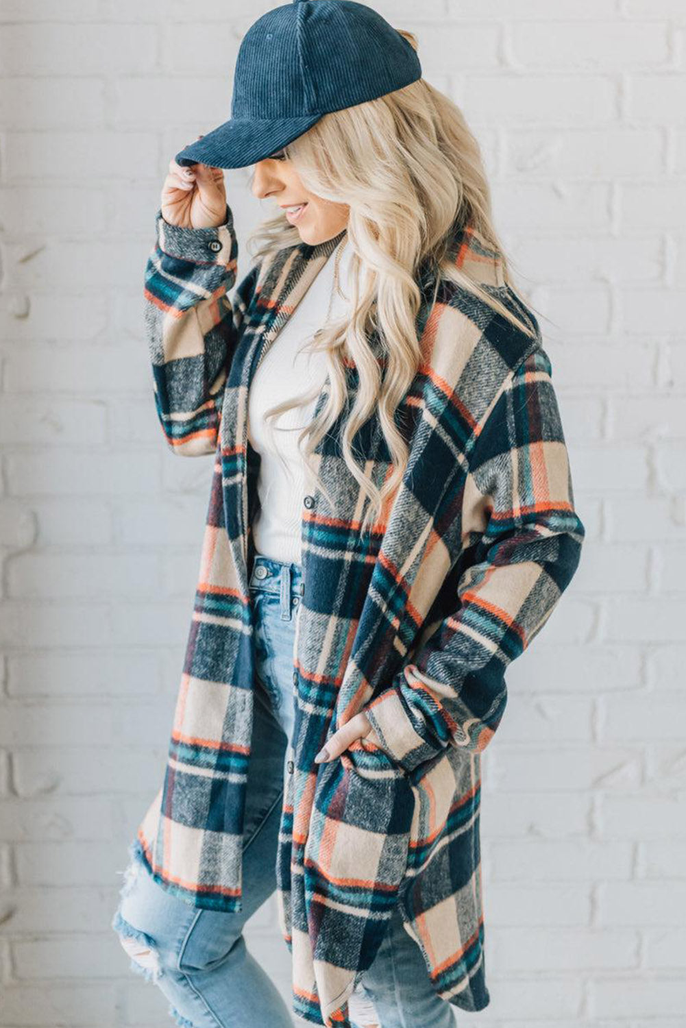 Apricot Mid Length Classic Plaid Shacket