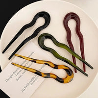 U-Shaped Hair Fork Fashion Tortoiseshell Acetate Acrylic Hairpin Geometric Design Headwear Hair Sticks Women Girls