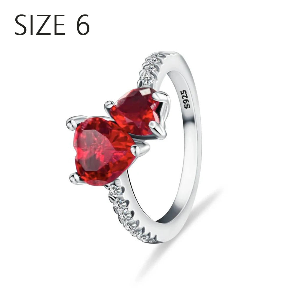 S925 Sterling Silver Valentine's Day Red Series Red Heart Charm Bow Ring Heart Necklace Fit Bracelet DIY for Women Jewelry Gift