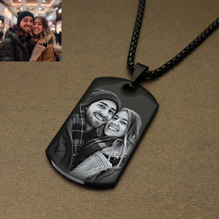 Personalized Custom Photo and Message Necklace Pendant Keychain Dog tag,Customized Engraved Necklace with Photo Christmas Gifts