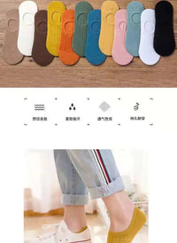 5 Pairs Women's silicone invisible Boat Socks  Summer Solid Color Ankle Boat Socks Female Soft Cotton Slipper Socks 35-40 EUR