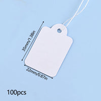 100pcs Price Label Tags String Tie Watch Jewelry Display Merchandise Price Label Paper Cards DIY Rectangular Blank Price Tag