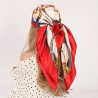 90*90cm Silk Scarf Scarftop Headwraps Women Four Seasons Hair Scarve Hijab Foulard Iuxe Bandana Femme Headscarf