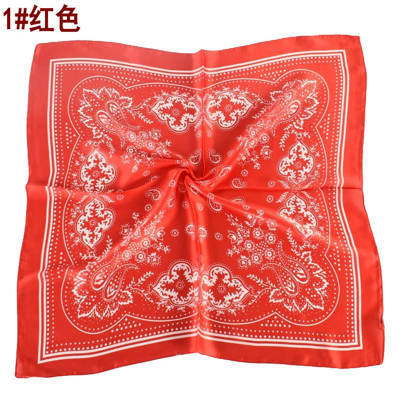 European and American Hot Sale Vintage Paisley Small Cashew Flower 70*70 Satin Square Silk Scarf