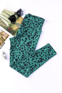 Green Classic Leopard Print Active Leggings