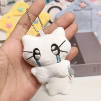 Cute Headphones Kitten Couple Keychain Mini Crying Cat Doll Plush Keyring Cartoon Dog Bee Bag Pendant Charms Backpack Decoration