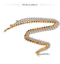 Yhpup Exquisite Colorful Cubic Zirconia Luxury Cast Chain Necklace Bracelet for Women Stainless Steel Waterproof Jewelry Gift