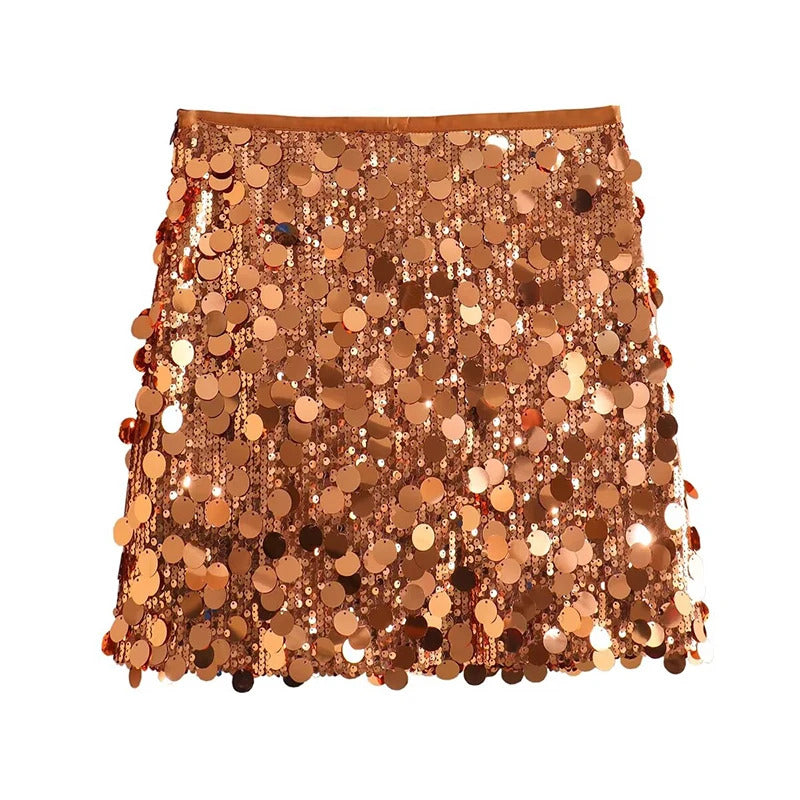 Koekop Fashion Summer Women's Skirt Streetwear Glitter Short Skirt Sequin Mini Skirt Women Luxury High Waist Skirts for Woman