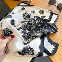 2024 New Luxury Brand Women Silk Leopard Print Square Scarf Female Beach Stoles Echarpe Satin Headband Shawl Wraps Bandana