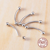 1PC 925 Sterling Silver Curved Barbell Tongue Rings Women 16G Lip Ring Eyebrow Nipple Rook Piercing Jewelry Cartilage Earrings