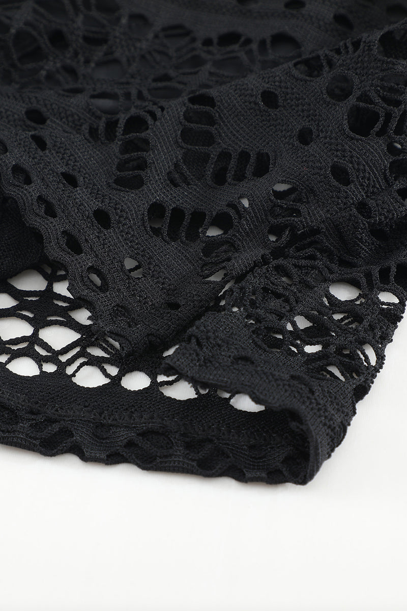 Black Lace Shorts Attached Swim Bottom