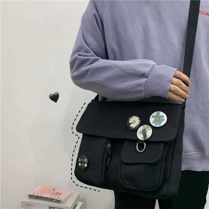 Cute Canvas Bag Wild Student Women Handbags Shoulder Bag Female Japanese Harajuku Diagonal Crossbody Bags for Girl Pouch Bolsas