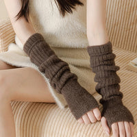 Fashion Lady Striped Long Fingerless Gloves Women Winter Arm Warmer Knitted Arm Sleeve Casual Elbow Gloves Christmas Gifts Hot