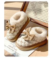 Platform Ankle Boots Female Bowknot Designer Winter Snow Booties Indoor Fluffy Slippers Women House Flats Fashion Footwear Warm