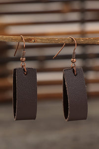 Black Circle PU Leather Drop Earrings