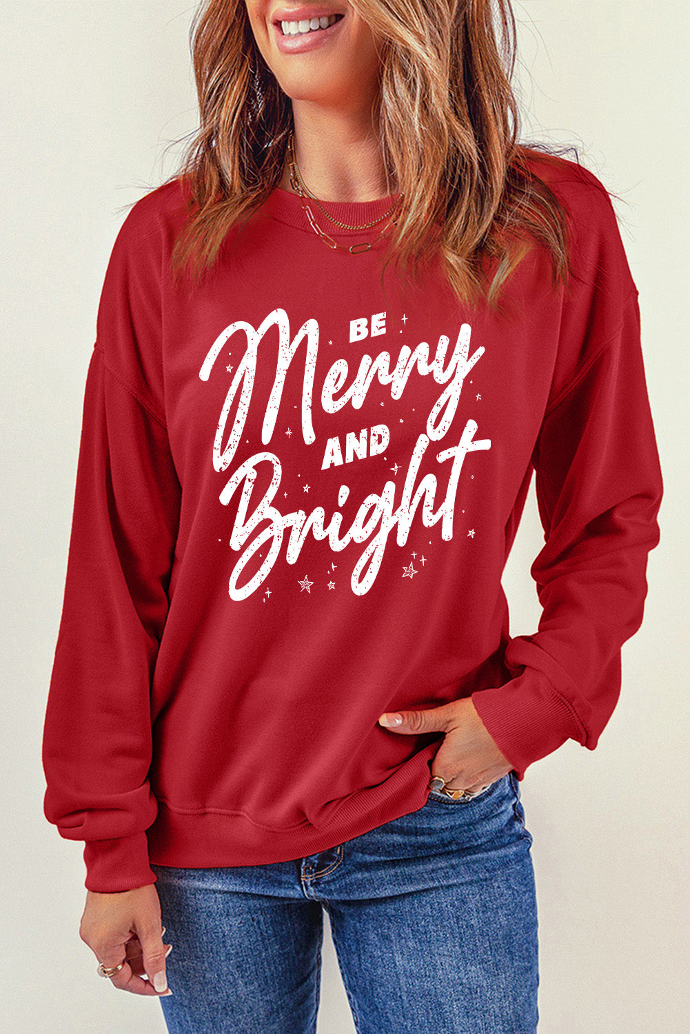 Red Be Merry And Bright Christmas Graphic Sweatshirt