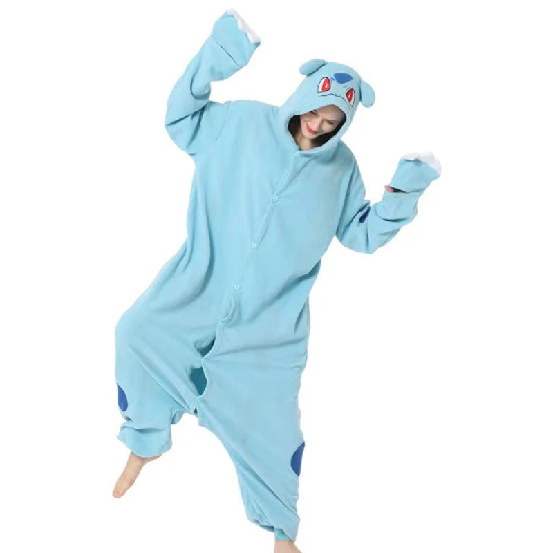 Snorlax Men One-Piece Pajama Anime Kigurumi Onesie For Adults Gengar Squirtle Women Full Body Pyjama Cartoon Cosplay Costume