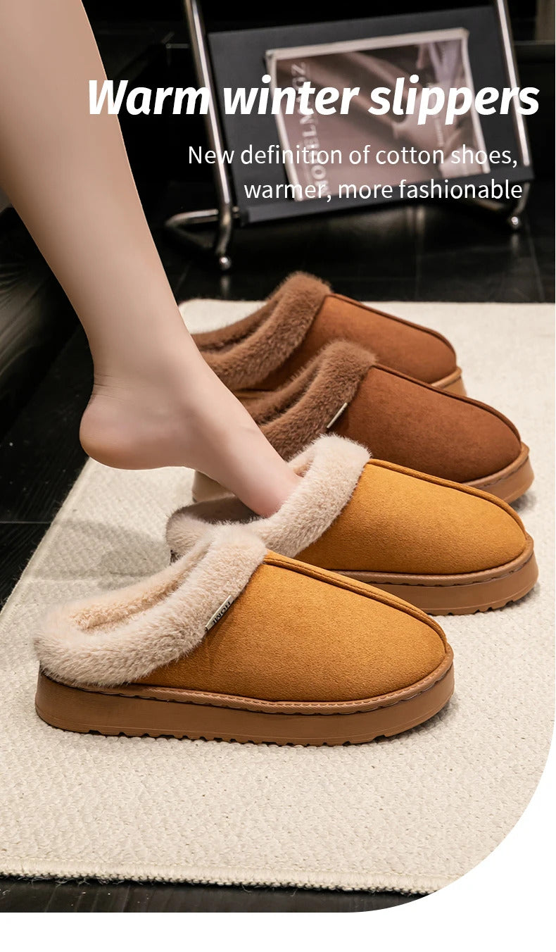 Fashion Women Fluffy Slippers for Autumn and Winter Indoor EVA Thick Sole Anti-Slip and Warm Unisex Slippers for Winter