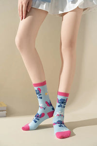 1 Pair New Design Cartoon Long Men Socks Stitch Kawaii Women Socks creative Skateboard socks Fashion knee-high Socks Size 34-42