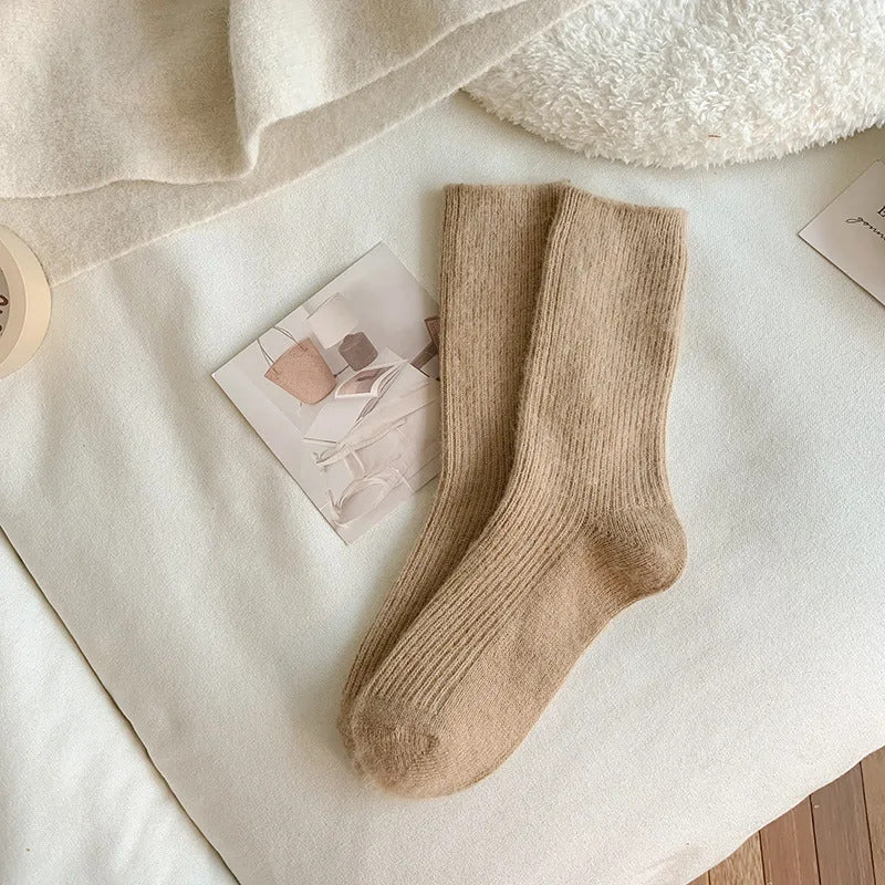 Women Wool Socks Warm Winter Thick Cashmere Fuzzy Casual Solid Color Comfortable Home Sock Soft Long Thermal High Quality