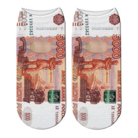 Interesting banknotes, currency, creative design, casual socks, street happy socks, fashion men's and women's home socks