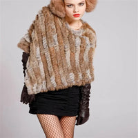 23 Colors Lady Real Rabbit Fur Poncho Weave Autumn Winter Shawl Coat Fashion Patchwork Casual Batwing Sleeves Pullovers Capes