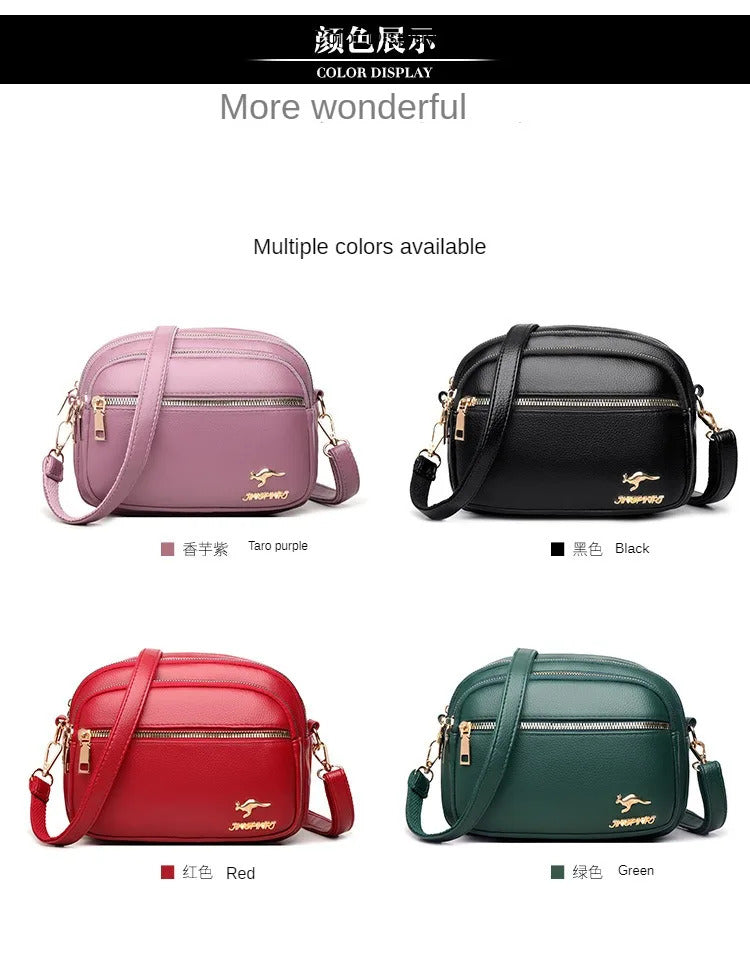 High Quality Soft Leather Purse Fashion Women Shoulder Messenger Bag Multi-pocket Wear-resistant Bag Luxury Ladies Handbag Sac