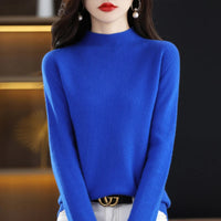 100% Pure Wool Half-neck Pullover In Autumn And Winter New Cashmere Sweater Women's Casual Knit Top Women's Coat 19 Colors