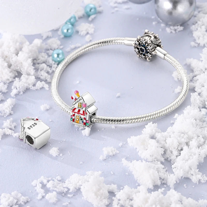 Sparkling 925 Sterling Silver Christmas Carousel & Santa Claus Charm Fit Original Bracelet Women Christmas Gift Jewelry Making