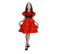 Dress Women 2024 Europe America Short Sleeve Midi Dress Traditional Spanish Dance Dress For Girls Festival Tassel Dot Dress