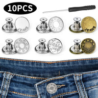 20/10pcs Detachable Jeans Screw Buttons with Screwdriver Clothes Replacement No Sewing Metal Pins Adjustable Waist Kit Tools