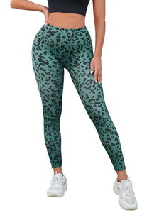 Green Classic Leopard Print Active Leggings