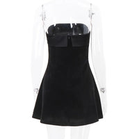 Mozision Strapless Backless Sexy Mini Dress Women Fashion With Zipper Off-shoulder Sleeveless A-line Bodycon Club Party Dress