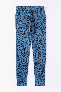 Blue Classic Leopard Print Active Leggings